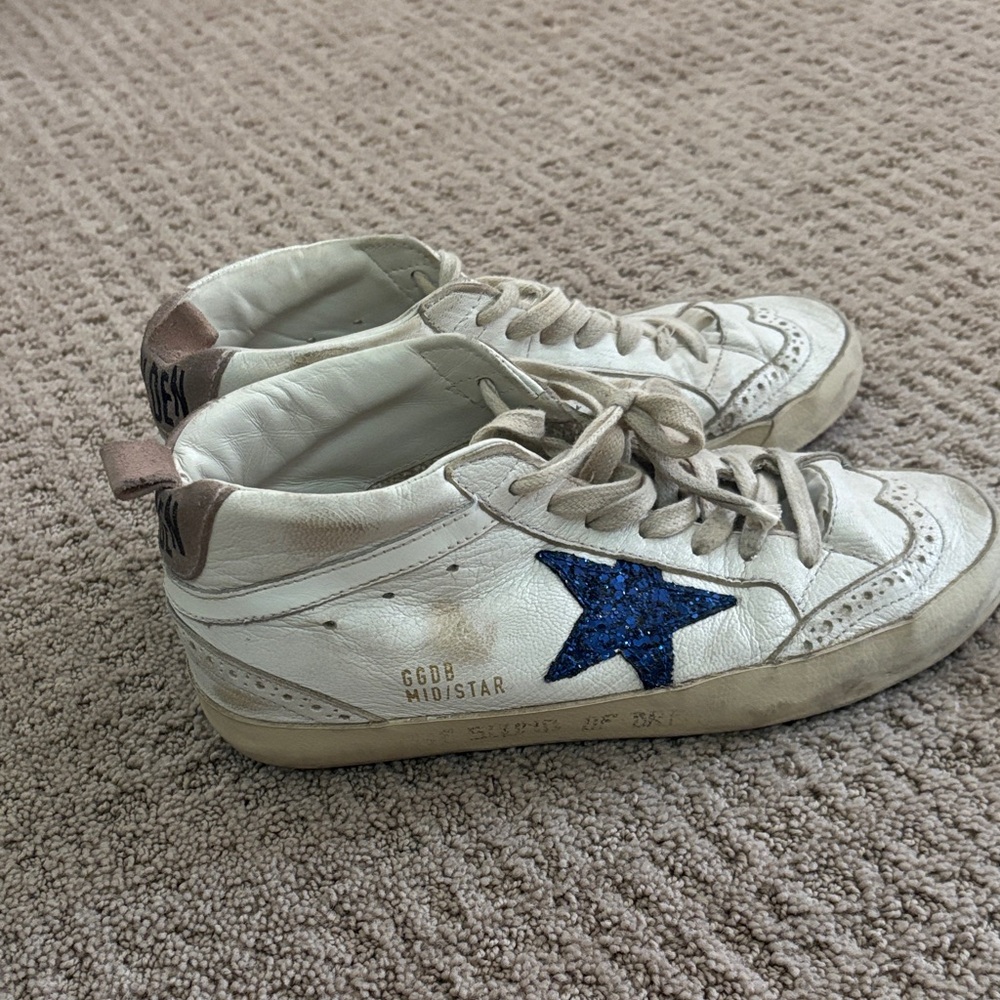 Golden Goose Kids Sneakers with Blue Star and White Base